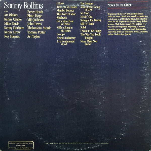 Sonny Rollins : Vintage Sessions (LP,Compilation)