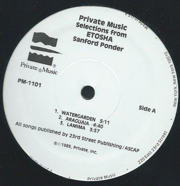 Sanford Ponder : Selections From Etosha (12",Promo)