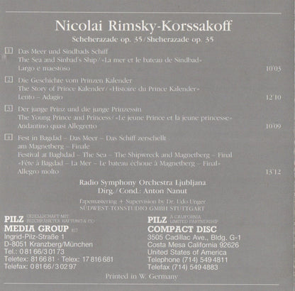 Nikolai Rimsky-Korsakov, Simfonični Orkester RTV Ljubljana, Anton Nanut : Scheherazade Aus „Tausend Und Eine Nacht“ (Album)