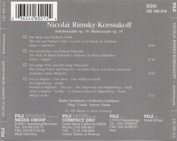 Nikolai Rimsky-Korsakov, Simfonični Orkester RTV Ljubljana, Anton Nanut : Scheherazade Aus „Tausend Und Eine Nacht“ (Album)