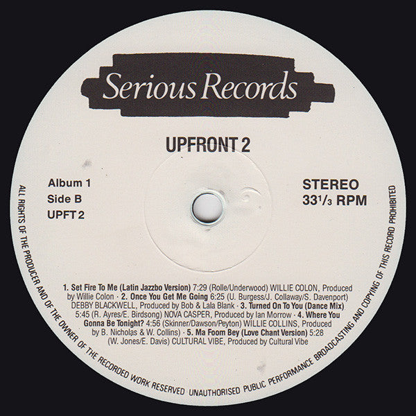 Various : Upfront 2 (LP,Album,Compilation,Partially Mixed,Stereo)