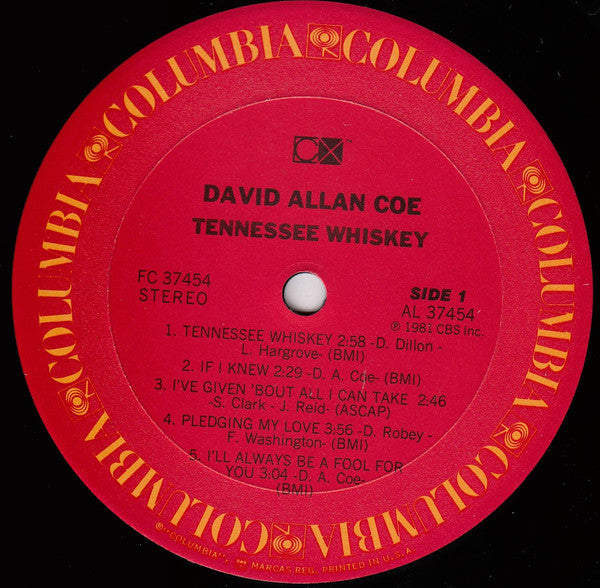 David Allan Coe : Tennessee Whiskey (LP)
