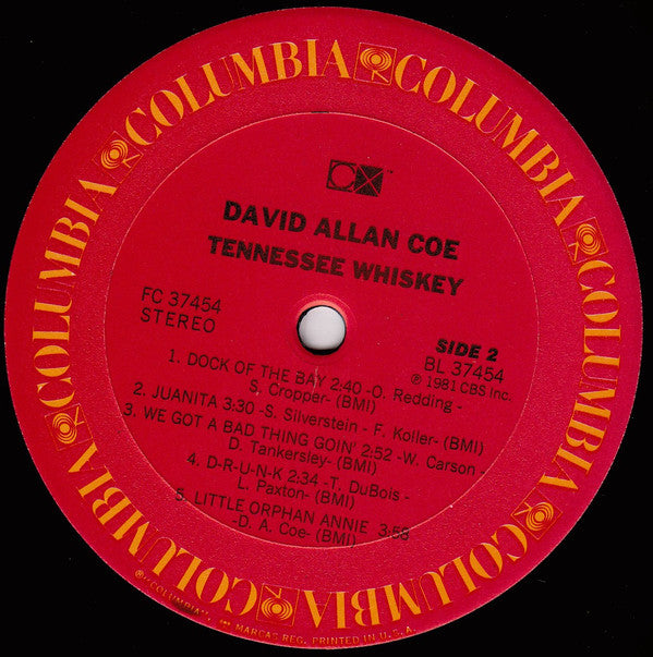 David Allan Coe : Tennessee Whiskey (LP)