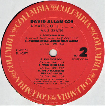 David Allan Coe : A Matter Of Life... And Death (LP)