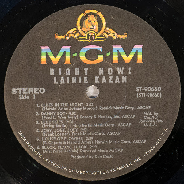 Lainie Kazan : Right Now! (LP,Album,Club Edition,Stereo)