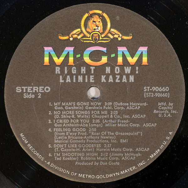 Lainie Kazan : Right Now! (LP,Album,Club Edition,Stereo)