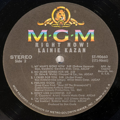 Lainie Kazan : Right Now! (LP,Album,Club Edition,Stereo)