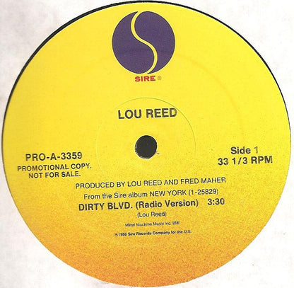 Lou Reed : Dirty Blvd. (12",Promo,Single,33 ⅓ RPM)