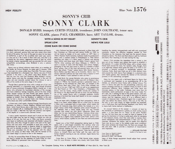 Sonny Clark : Sonny's Crib (Album,Limited Edition,Reissue,Mono)