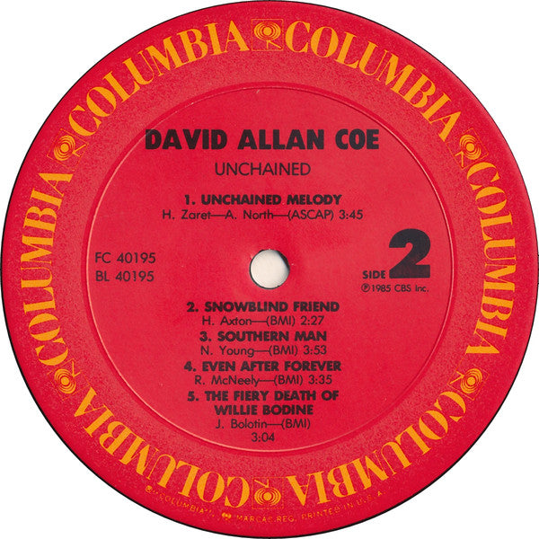 David Allan Coe : Unchained (LP,Album)