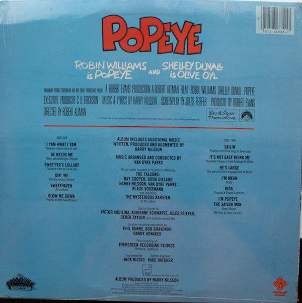 Various : Popeye - Original Motion Picture Soundtrack Album (LP,Album)