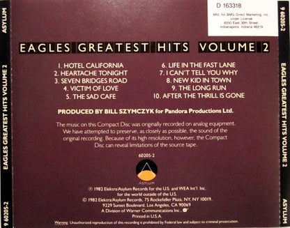 Eagles : Eagles Greatest Hits Volume 2 (Compilation,Club Edition)