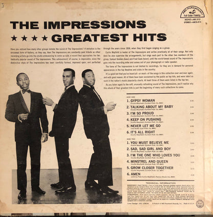 Impressions, The : Greatest Hits (LP,Compilation,Reissue,Repress,Stereo)