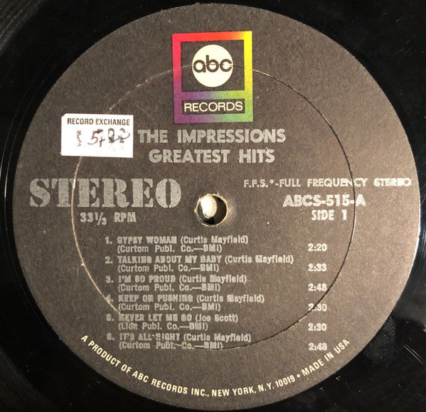 Impressions, The : Greatest Hits (LP,Compilation,Reissue,Repress,Stereo)