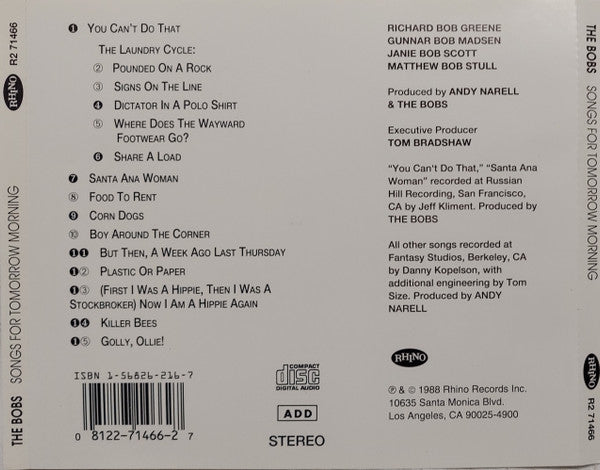 The Bobs : Songs For Tomorrow Morning (Album)