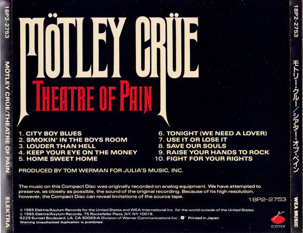Mötley Crüe : Theatre Of Pain (Album)