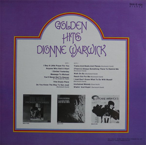 Dionne Warwick : Golden Hits (LP,Compilation)