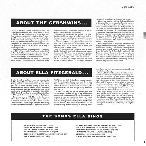 Ella Fitzgerald : Ella Fitzgerald Sings The Gershwin Song Book Vol. 1 (LP,Album,Mono)