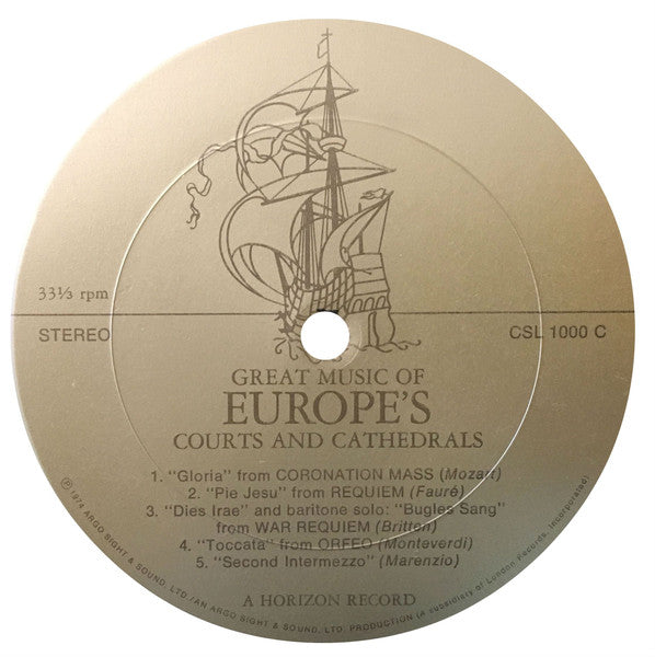 Various : Great Music Of Europe's Courts & Cathedrals (LP,Compilation)