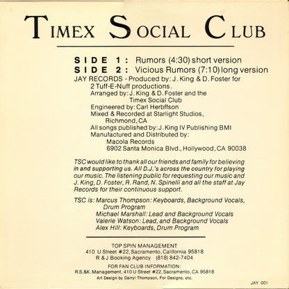 Timex Social Club : Rumors (12",33 ⅓ RPM,Single,Stereo)