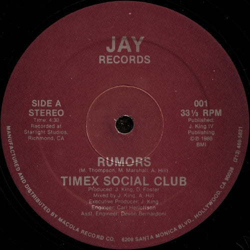 Timex Social Club : Rumors (12",33 ⅓ RPM,Single,Stereo)