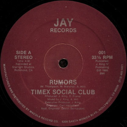 Timex Social Club : Rumors (12",33 ⅓ RPM,Single,Stereo)