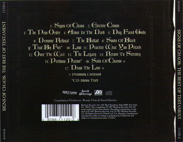 Testament (2) : Signs Of Chaos: The Best Of Testament (Compilation)