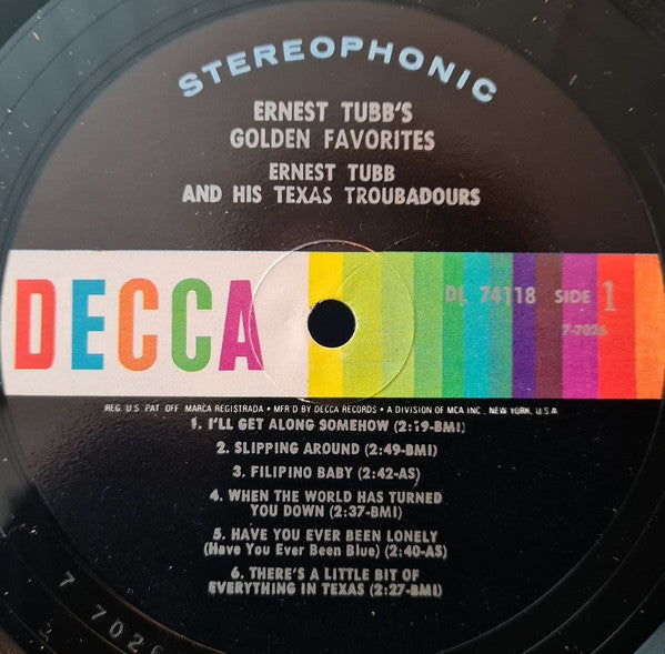 Ernest Tubb And His Texas Troubadours : Ernest Tubb's Golden Favorites (LP,Album,Repress,Stereo)