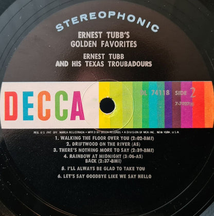 Ernest Tubb And His Texas Troubadours : Ernest Tubb's Golden Favorites (LP,Album,Repress,Stereo)