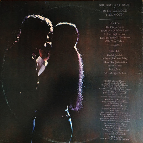 Kris Kristofferson & Rita Coolidge : Full Moon (LP,Album,Stereo)