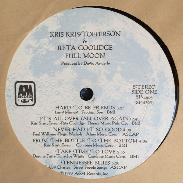 Kris Kristofferson & Rita Coolidge : Full Moon (LP,Album,Stereo)