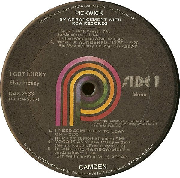 Elvis Presley : I Got Lucky (LP,Compilation,Reissue,Mono)