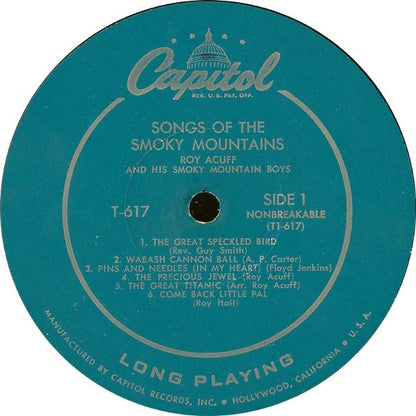 Roy Acuff And His Smoky Mountain Boys : Songs Of The Smoky Mountains (LP,Album,Mono)