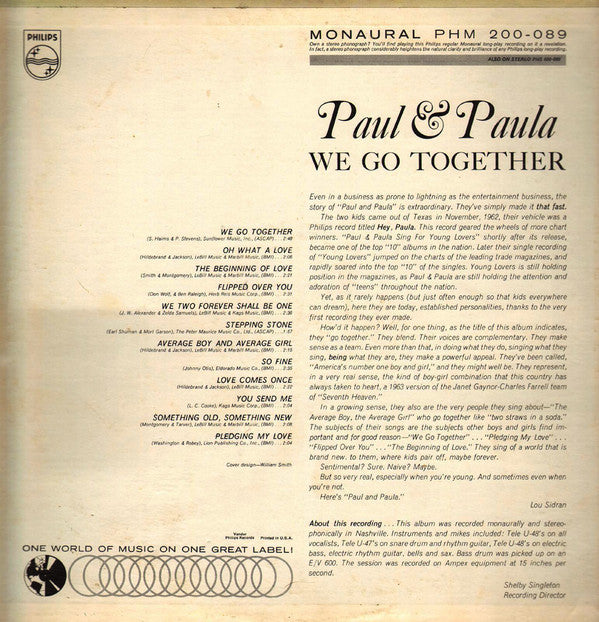 Paul & Paula : We Go Together (LP,Album,Mono)