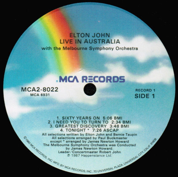 Elton John With The Melbourne Symphony Orchestra : Live In Australia (LP,Album)