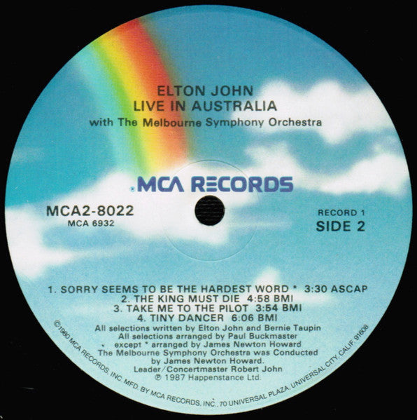 Elton John With The Melbourne Symphony Orchestra : Live In Australia (LP,Album)