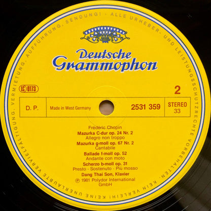 Frédéric Chopin, Dang Thai Son : Andante Spianato Et Grande Polonaise Brillante Op. 22 / Nocturnes · Valse · Mazurkas · Ballade · Scherzo (LP)
