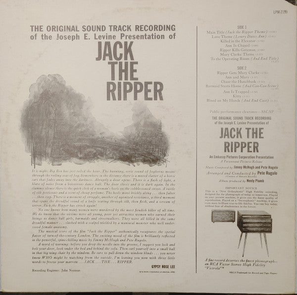 Jimmy McHugh And Pete Rugolo : Jack The Ripper (The Original Soundtrack Recording) (LP,Mono)