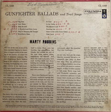 Marty Robbins : Gunfighter Ballads And Trail Songs (LP,Album,Reissue,Mono)