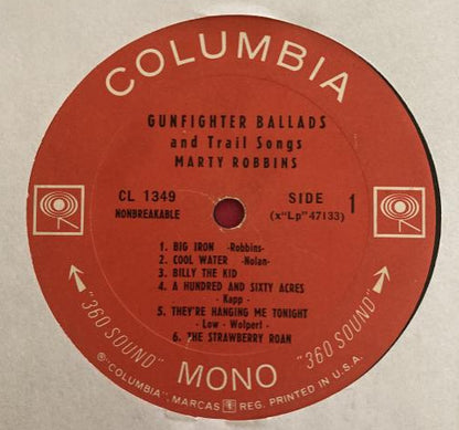 Marty Robbins : Gunfighter Ballads And Trail Songs (LP,Album,Reissue,Mono)