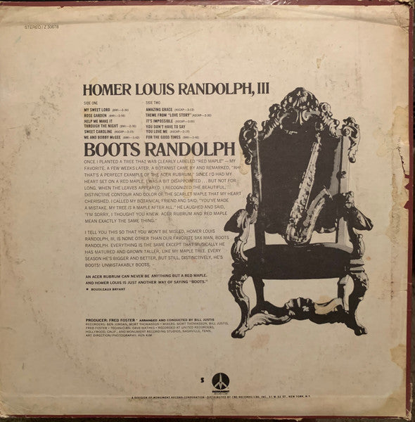Boots Randolph : Homer Louis Randolph, III (LP,Album,Stereo)