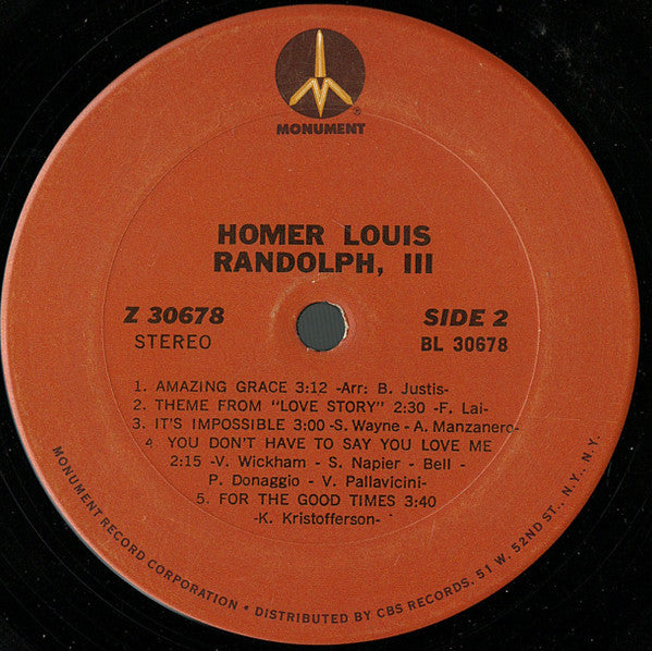 Boots Randolph : Homer Louis Randolph, III (LP,Album,Stereo)