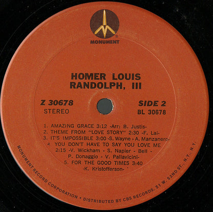Boots Randolph : Homer Louis Randolph, III (LP,Album,Stereo)