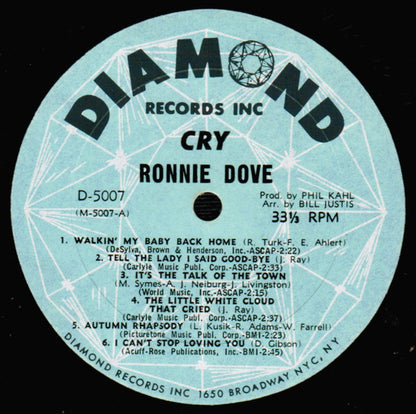 Ronnie Dove : Cry (LP,Album,Mono)