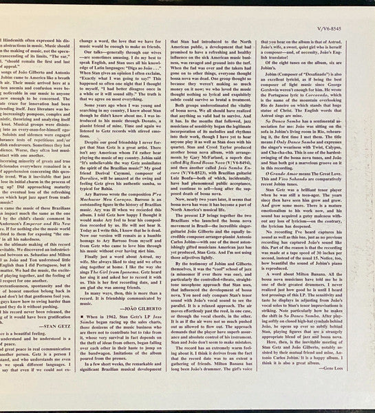Stan Getz & João Gilberto Featuring Antonio Carlos Jobim : Getz / Gilberto (LP,Album,Stereo)