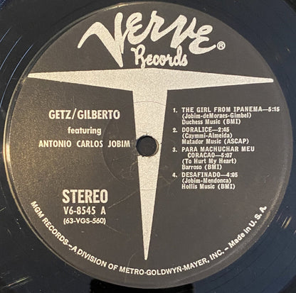 Stan Getz & João Gilberto Featuring Antonio Carlos Jobim : Getz / Gilberto (LP,Album,Stereo)