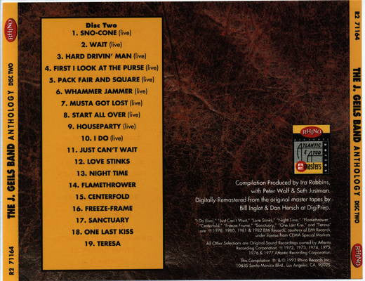 J. Geils Band, The : Anthology: Houseparty (Compilation,Remastered)