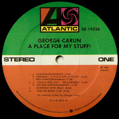 George Carlin : A Place For My Stuff (LP,Album)