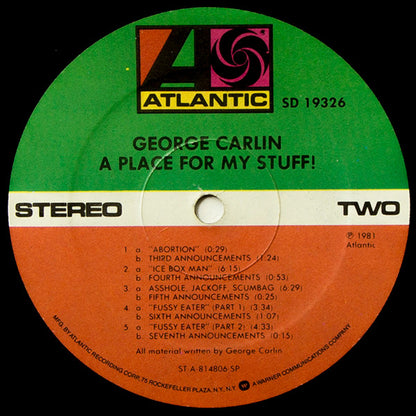 George Carlin : A Place For My Stuff (LP,Album)