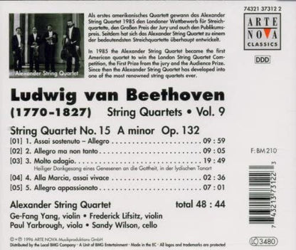 Ludwig van Beethoven, Alexander String Quartet : String Quartets Vol. 9 (No. 15 Op. 132) (Album)